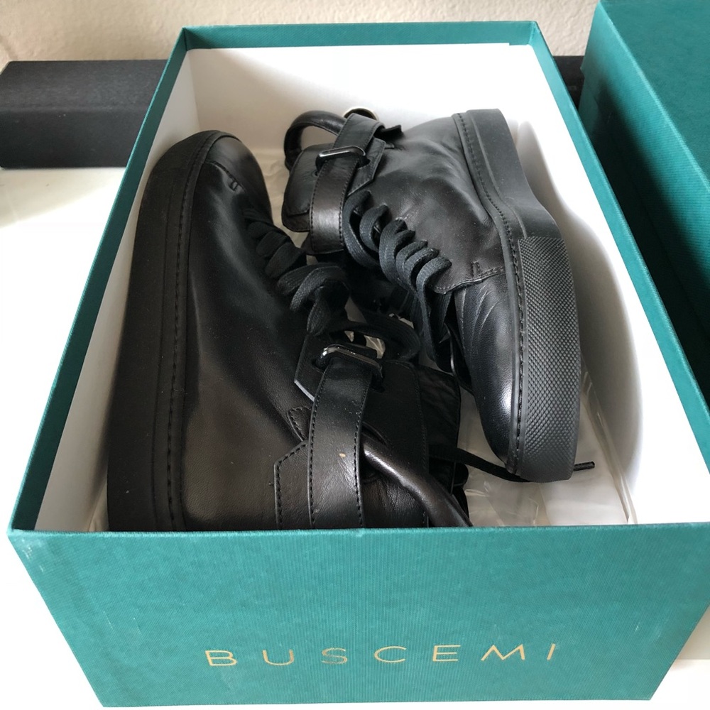 100mm Black Buscemi hi tops